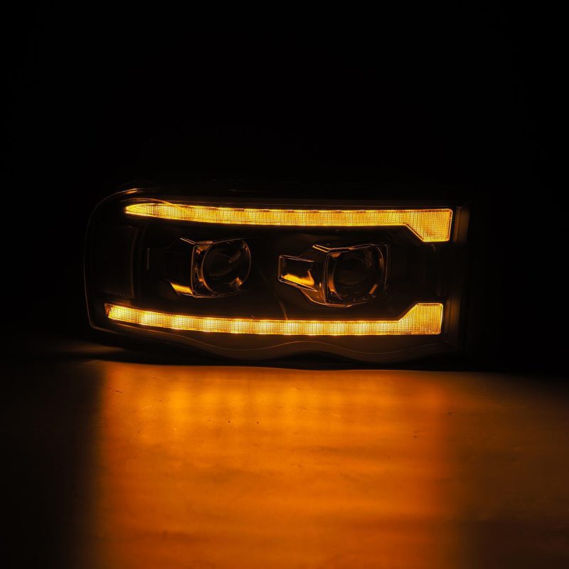 AlphaRex 02-05 Dodge Ram 1500 PRO-Series Projector Headlights Plank Style Black w/Seq Signal thumbnail 4
