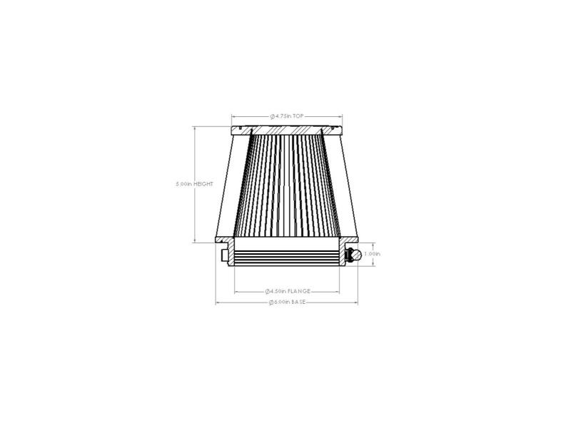 aFe POWER Universal Clamp-On Air Filter w/ D2 Dura-Dry Media - 4.5in F x 6in B x 4.75in T x 5in H thumbnail 4