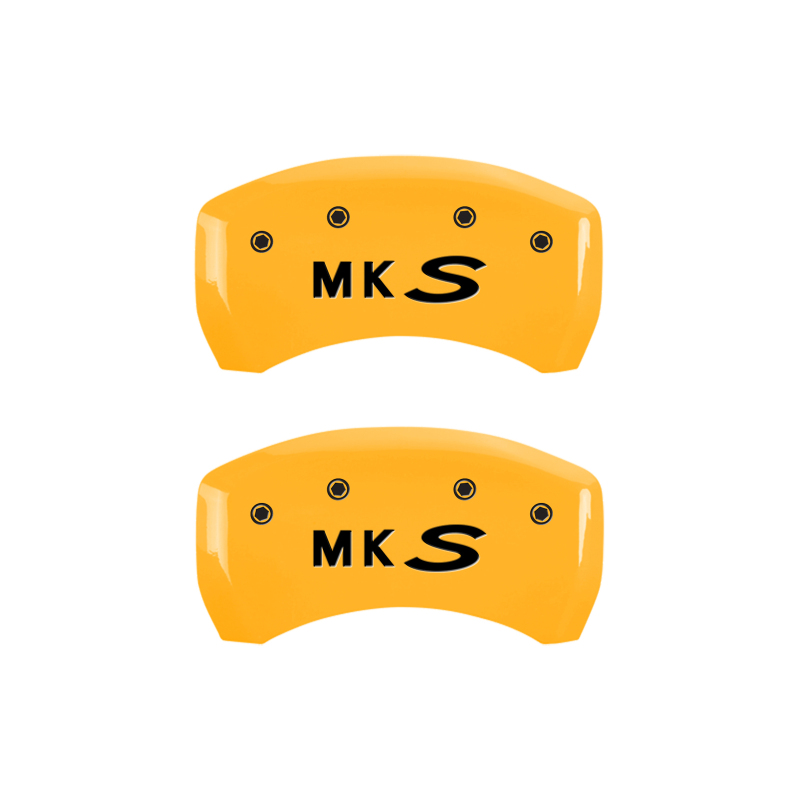 MGP 4 Caliper Covers Engraved Front Lincoln Engraved Rear MKS Yellow finish black ch thumbnail 9