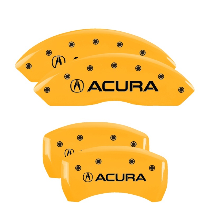 MGP 4 Caliper Covers Engraved Front & Rear Acura Yellow finish black ch thumbnail 6