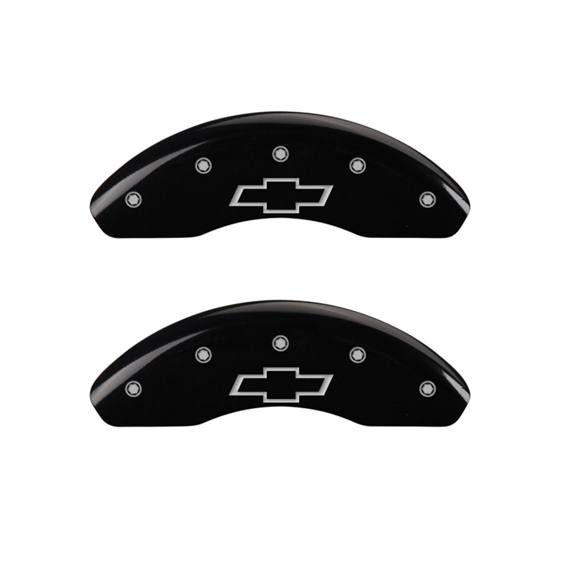 MGP Front set 2 Caliper Covers Engraved Front Bowtie Black finish silver ch thumbnail 3