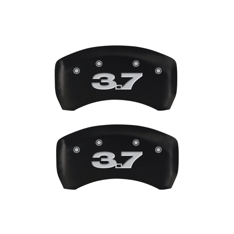 MGP 4 Caliper Covers Engraved Front Mustang Engraved Rear 37 Red finish silver ch thumbnail 7