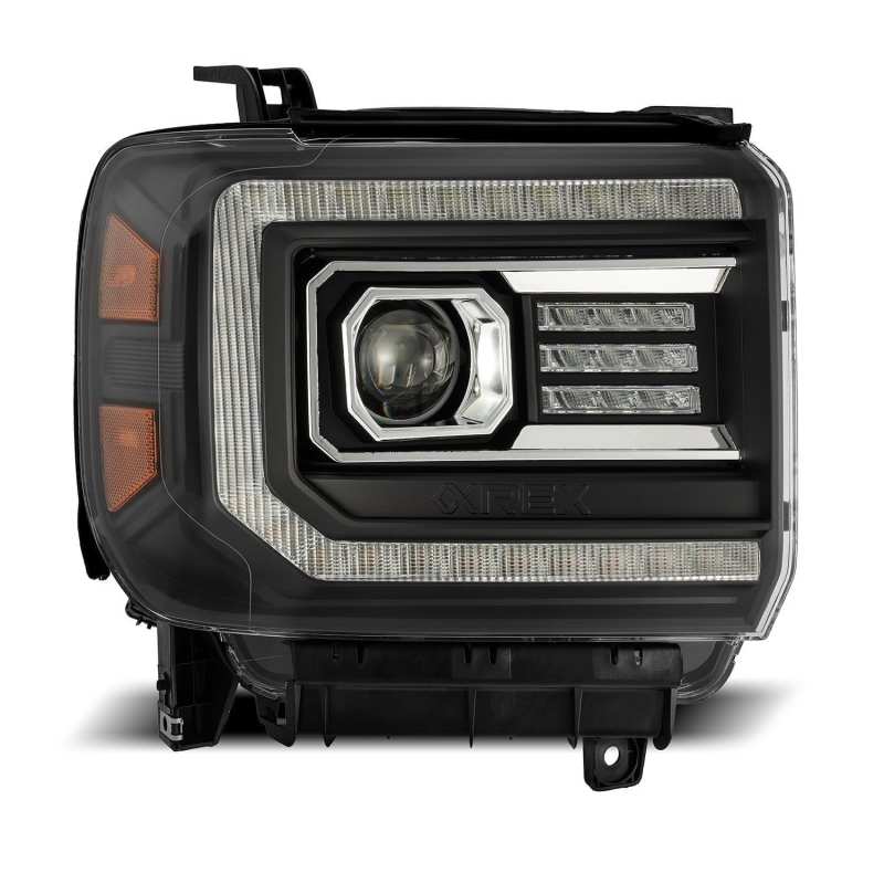 AlphaRex 14-18 GMC Sierra LUXX LED Proj Headlights Plank Style Black w/Activ Light/Seq Signal/DRL thumbnail 3