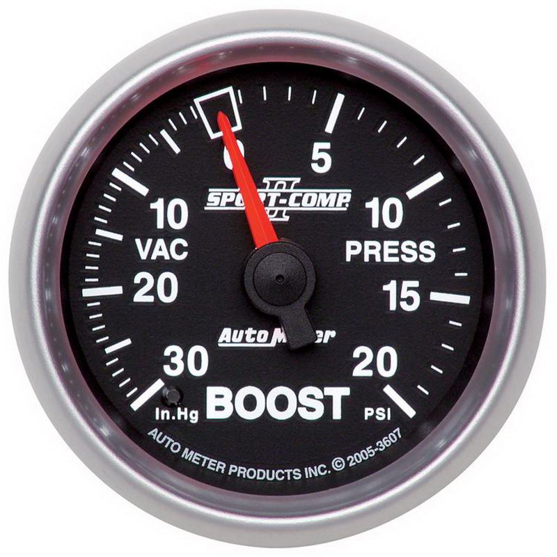 Autometer Sport-Comp II 52mm 30 In Hg/20 psi Mechanical Vacuum/Boost Gauge thumbnail 5