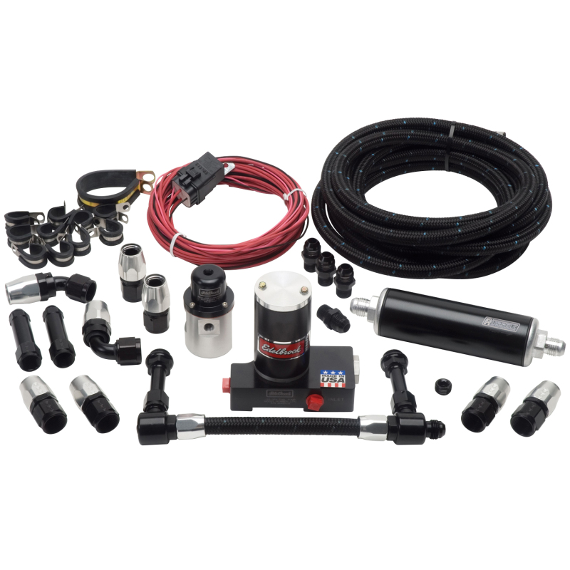 Russell Complete Carbureted Fuel System Kits 641523 Kit, Pump, Regulator, Filter, Lines, Silver, Black Fittings, Holley/Demon, Kit thumbnail 2