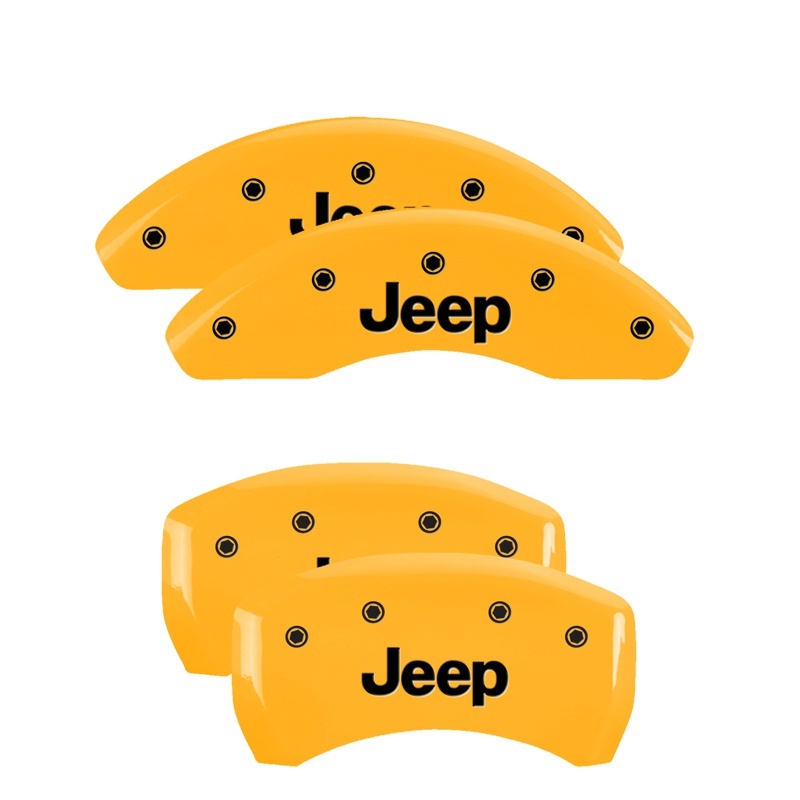 MGP 4 Caliper Covers Engraved Front & Rear JEEP Yellow finish black ch thumbnail 7