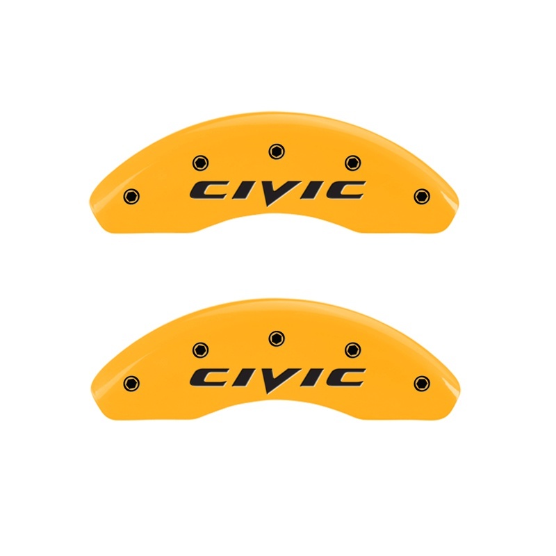 MGP Front set 2 Caliper Covers Engraved Front 2015/Civic Yellow finish black ch thumbnail 4