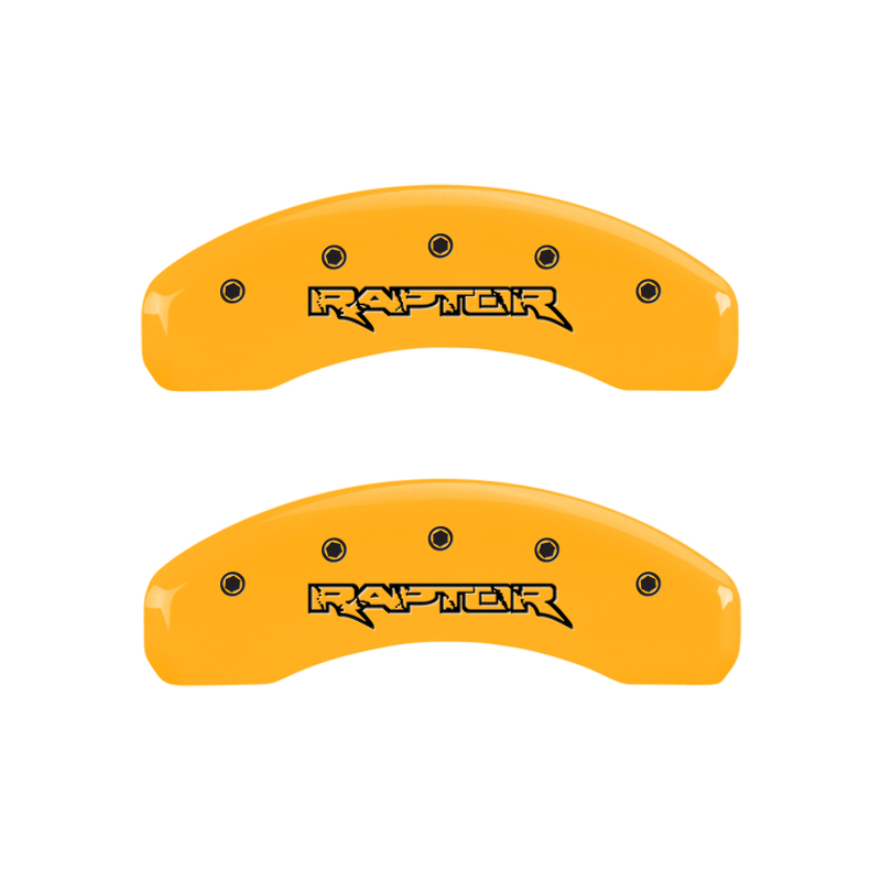 MGP 4 Caliper Covers Engraved Front & Rear Raptor Yellow Finish Black Char 2011 Ford F-150 thumbnail 9