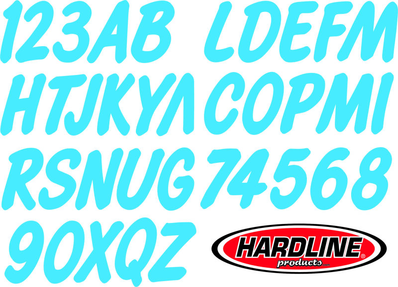 Hardline Boat Lettering Registration Kit 3 in. - 400 Cyan Blue Solid