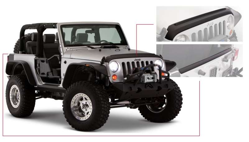 Bushwacker 07-18 Jeep Wrangler Trail Armor Hood and Tailgate Protector Excl Power Dome Hood - Black thumbnail 2