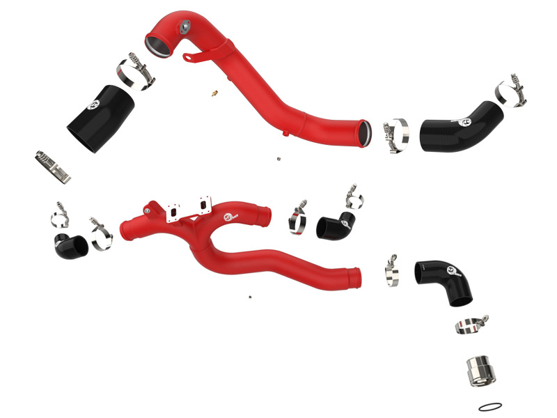 BladeRunner 3 IN Aluminum Hot and Cold Charge Pipe Kit Red