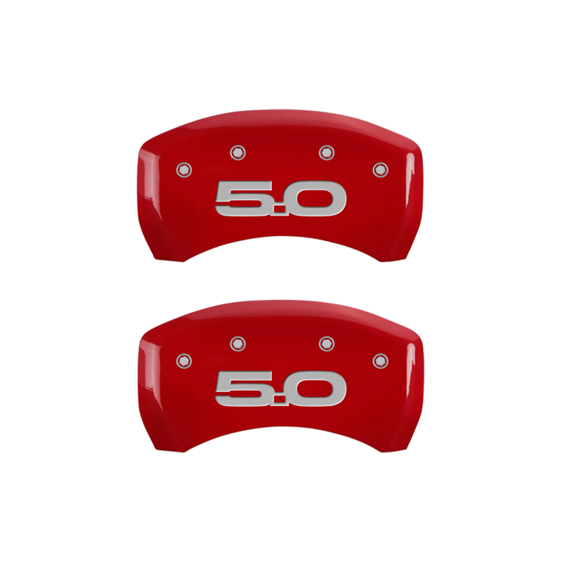 MGP 4 Caliper Covers Engraved Front 2015/Mustang Engraved Rear 2015/50 Red finish silver ch thumbnail 7