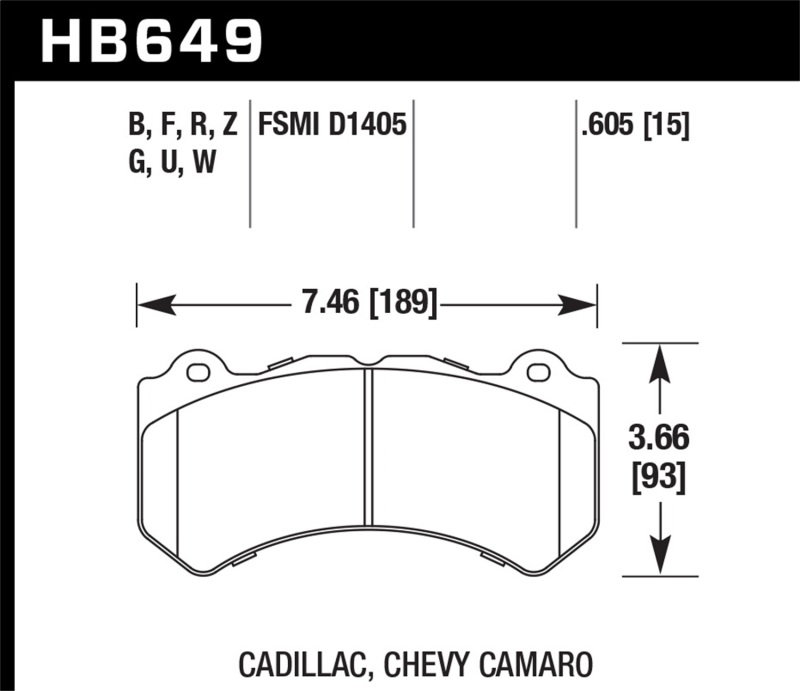Hawk 12-16 Chevrolet Camaro ZL1 HP+ Front Brake Pads thumbnail 2