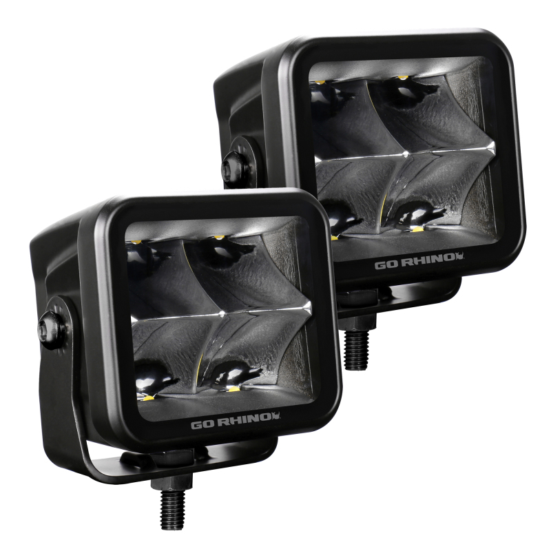 Go Rhino Xplor Blackout Series Cube LED Spot Light Kit (Surface/Threaded Stud Mnt) 3x3 - Blk (Pair) thumbnail 6