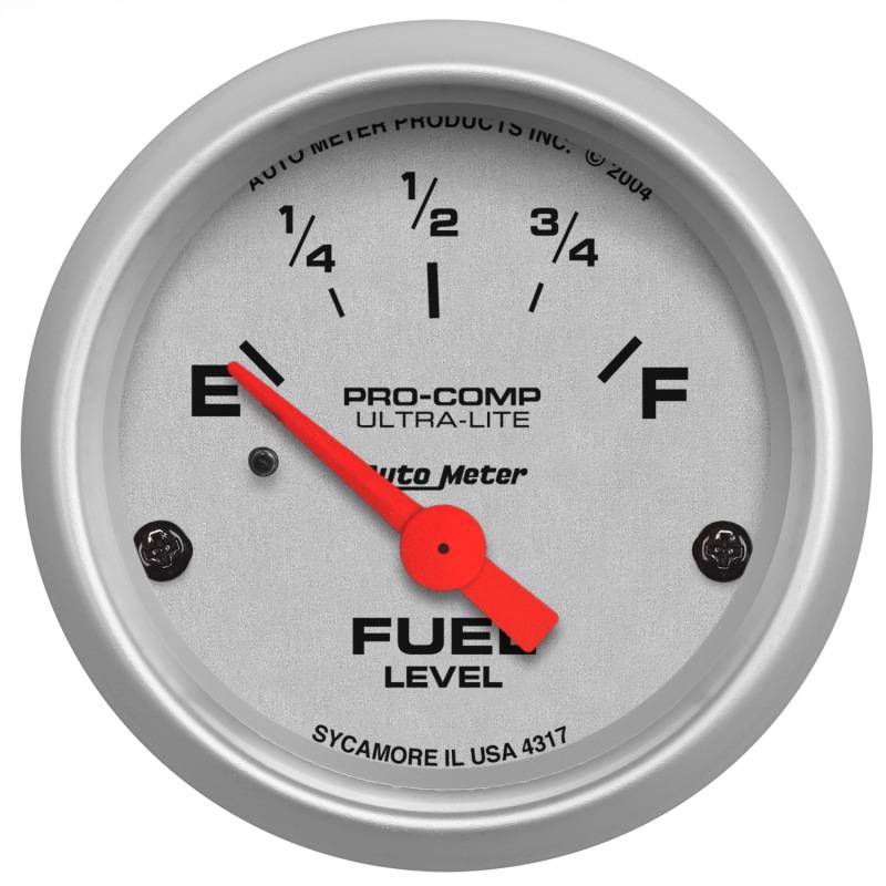 Autometer Ultra-Lite 52mm 0 OHMS Empty/30 OHMS Full Short Sweep Electronic Fuel Level Gauge thumbnail 3