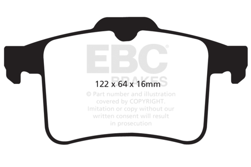 EBC 10-15 Jaguar XF 5.0 Supercharged (470) Yellowstuff Rear Brake Pads thumbnail 5