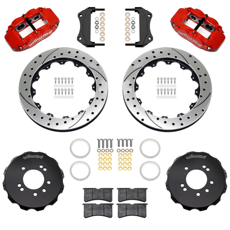 Wilwood 89-98 Nissan 240SX/89-94 Skyline/90-96 300ZX Superlite 6R Fr BBK w/ 12.88in D/S Rotors - Red