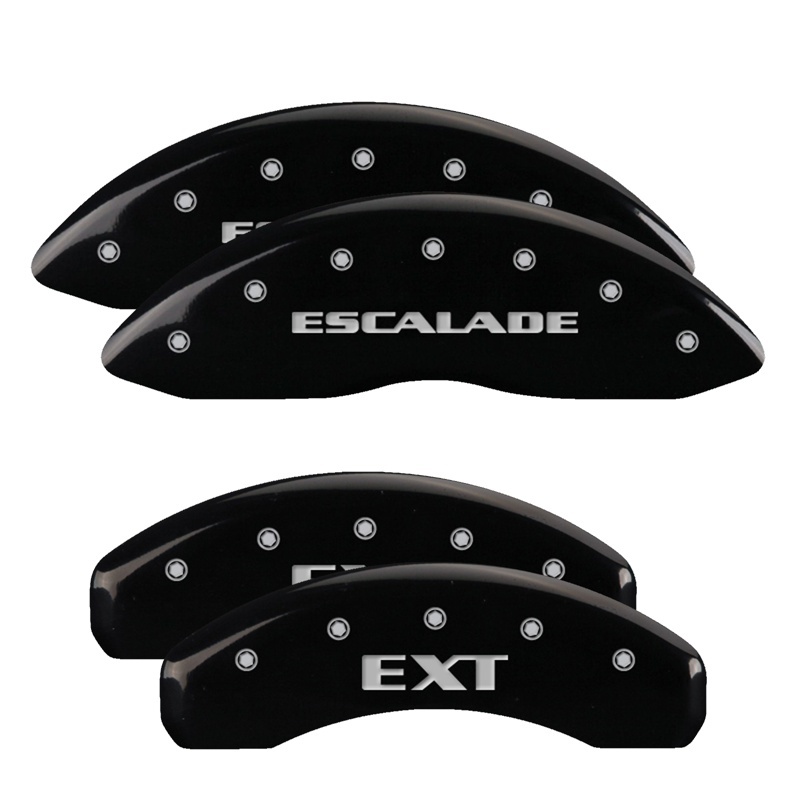 MGP 4 Caliper Covers Engraved Front Cursive/Cadillac Engraved Rear SRX Black finish silver ch thumbnail 3