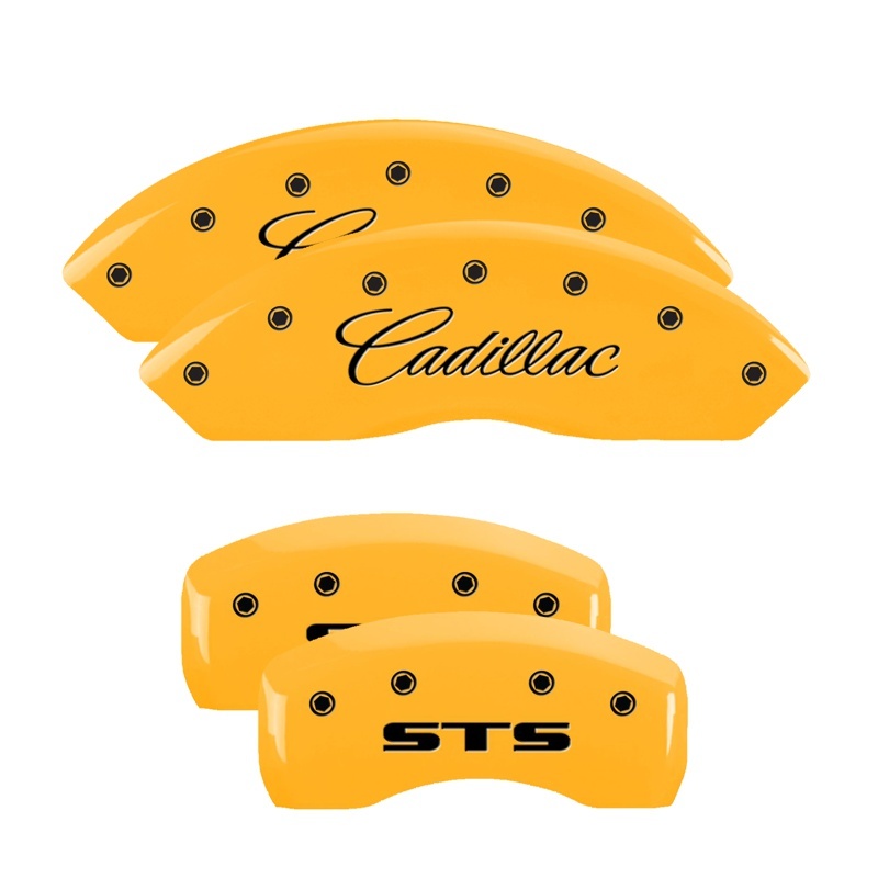 MGP 4 Caliper Covers Engraved Front & Rear GMC Yellow Finish Black Char 2019 GMC Arcadia thumbnail 7