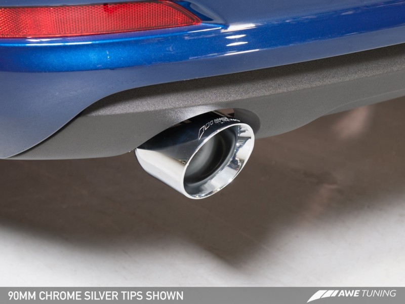 AWE Tuning Audi 8V A3 Touring Edition Exhaust - Dual Outlet Chrome Silver 90 mm Tips thumbnail 5