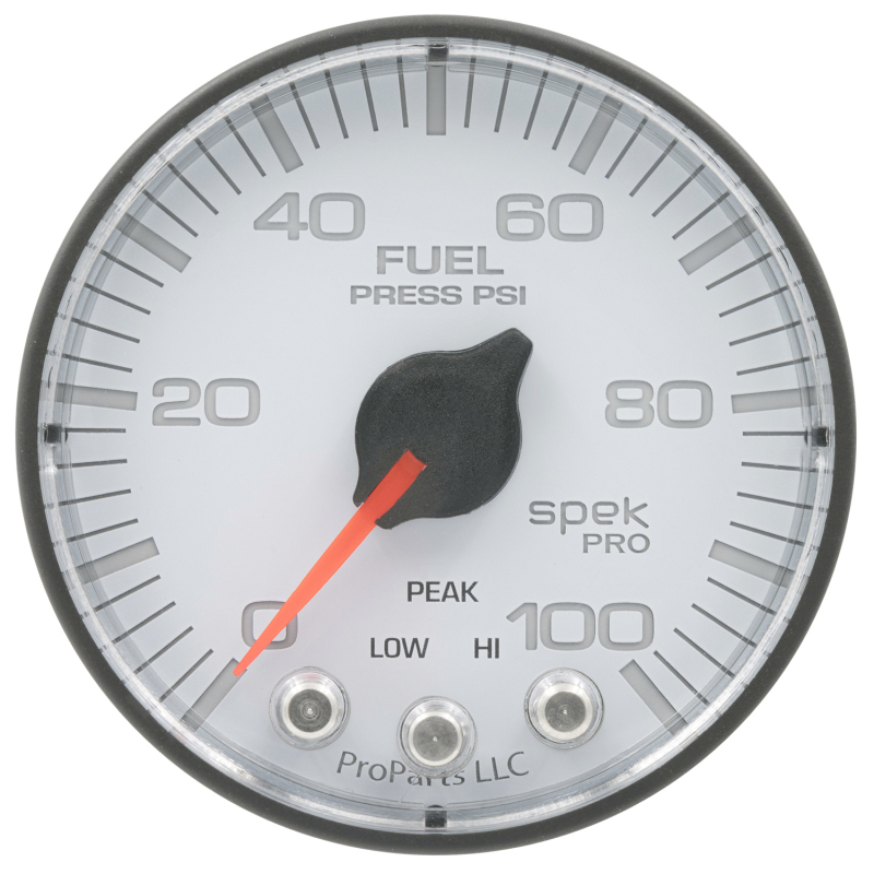 Autometer Spek-Pro Gauge Fuel Press 2 1/16in 100psi Stepper Motor W/Peak & Warn Wht/Blk thumbnail 5