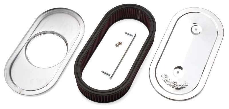 Edelbrock Air Cleaner Pro-Flo Series Oval Steel Top Cloth Element 13 5In X 7In X 3 5In Chrome thumbnail 3