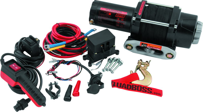 3,500 lbs. Quadboss Winch 608703 Winch, Electric, Pull Rating, Roller Fairlead, 39 ft. Synthetic Rope Length, Wired Remote, Kit thumbnail 2