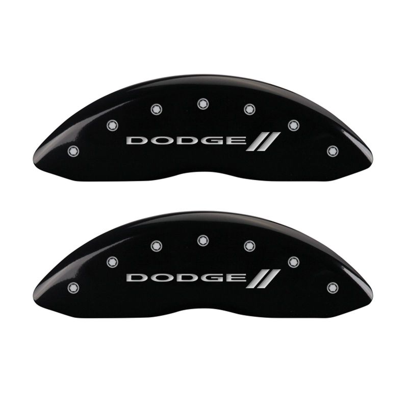 MGP 4 Caliper Covers Engraved Front & Rear With stripes/Dodge Black finish silver ch thumbnail 7