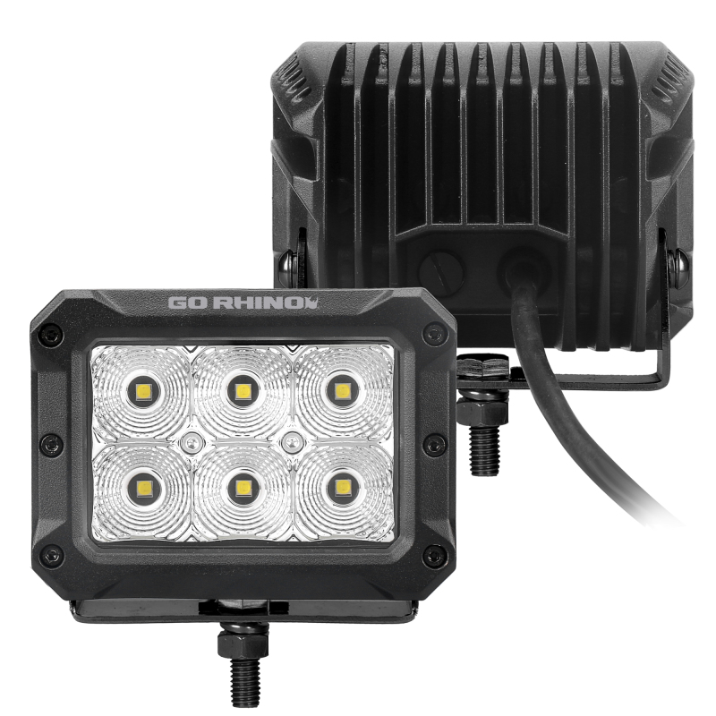 Go Rhino Xplor Bright Series Rectangle LED Flood Light Kit (Surface/Thread Std Mnt) 4x3 - Blk (Pair) thumbnail 3