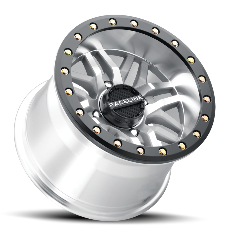 Raceline A91MA Ryno 14x7in/4x137 BP/10mm Offset/110.18mm Bore - Machined & Black Ring Beadlock Wheel thumbnail 2