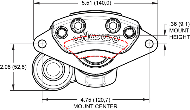 Wilwood caliper EPB .157-.393 rotor L/H ANO W/HT motor