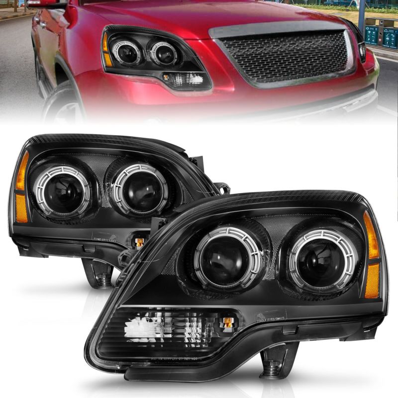 ANZO 2007-2012 GMC Acadia Projector Headlights Black Housing thumbnail 3