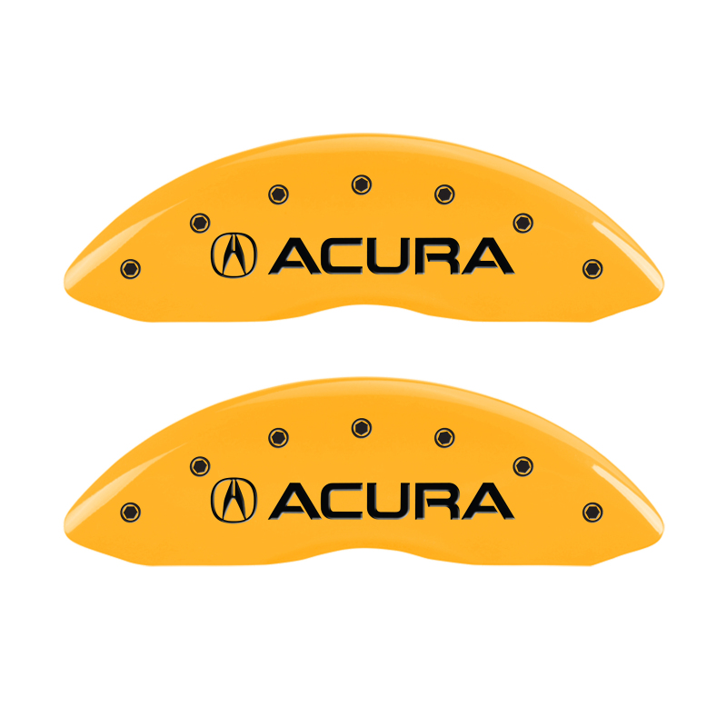 MGP 4 Caliper Covers Engraved Front Acura Engraved Rear MDX Yellow finish black ch thumbnail 7
