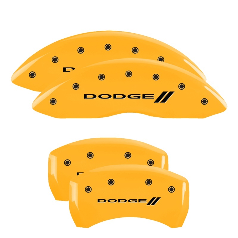 MGP 4 Caliper Covers Engraved Front & Rear Mopar Yellow Finish Black Char 2006 Dodge Charger thumbnail 6