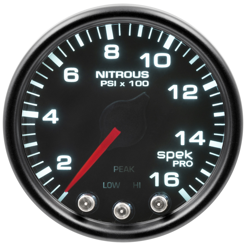 Autometer Spek-Pro Gauge Nitrous Press 2 1/16in 1600psi Stepper Motor W/Peak & Warn Blk/Smoke/Blk thumbnail 3