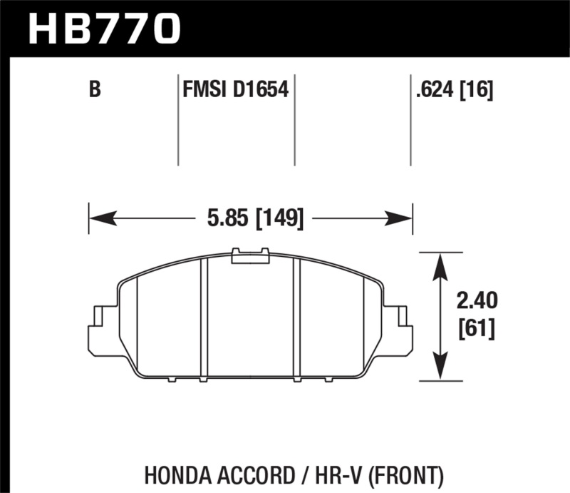 Hawk 13-17 Honda Accord HPS 5.0 Front Brake Pads thumbnail 3