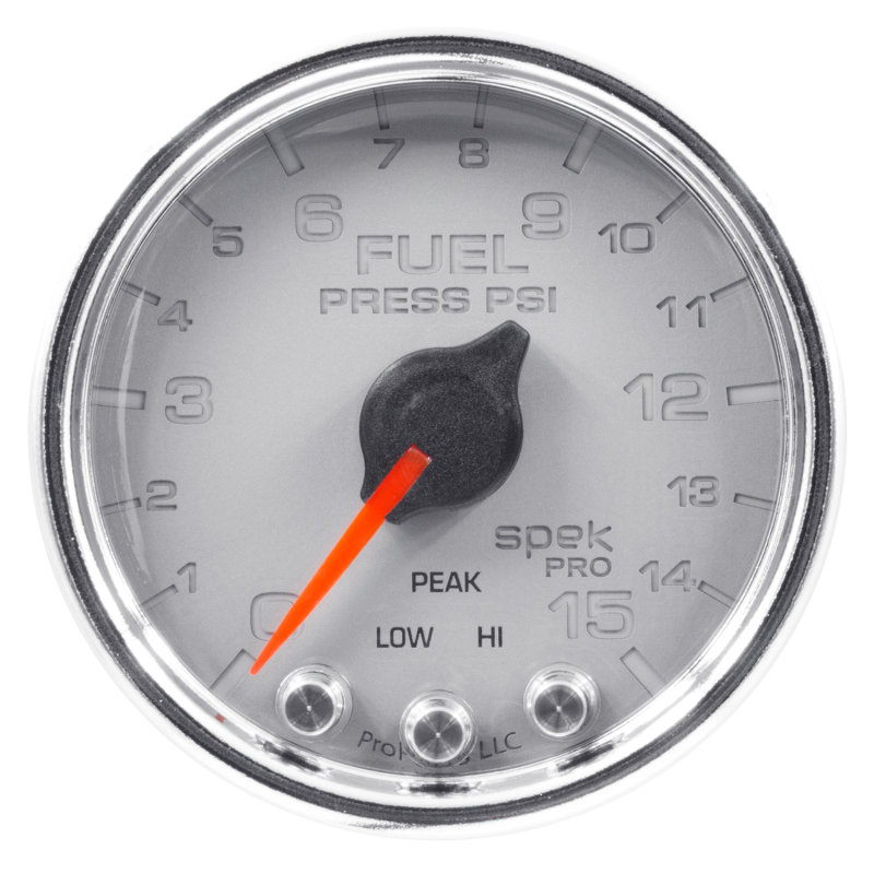 Autometer Spek-Pro Gauge Fuel Press 2 1/16in 15psi Stepper Motor W/Peak & Warn Slvr/Chrm thumbnail 8