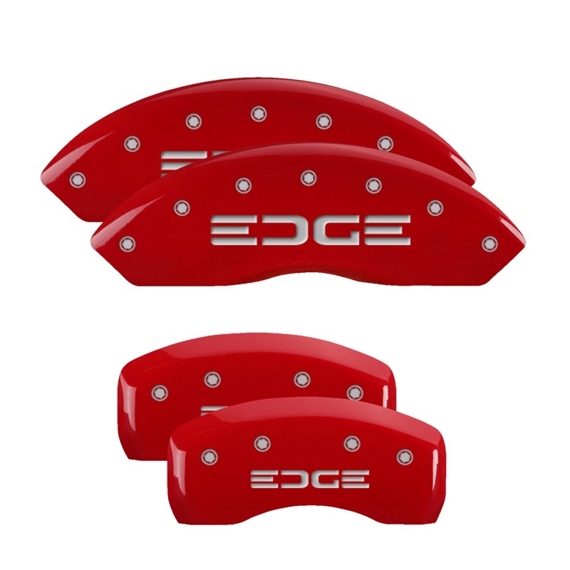 MGP 4 Caliper Covers Engraved Front & Rear Edge Red finish silver ch thumbnail 7