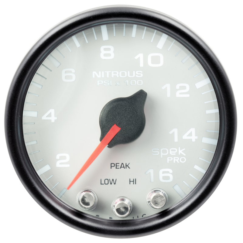 Autometer Spek-Pro Gauge Nitrous Press 2 1/16in 1600psi Stepper Motor W/Peak & Warn Wht/Blk thumbnail 3