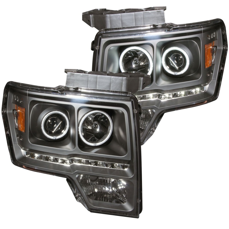ANZO 2009-2014 Ford F-150 Projector Headlights w/ Halo Black (CCFL) G2 thumbnail 3