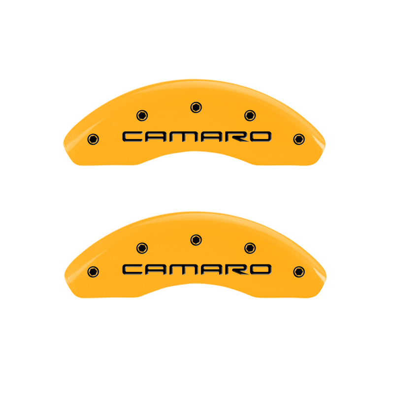 MGP 4 Caliper Covers Engraved Front Camaro Rear Z28 Yellow Finish Black Char 1997 Chevy Camaro thumbnail 5