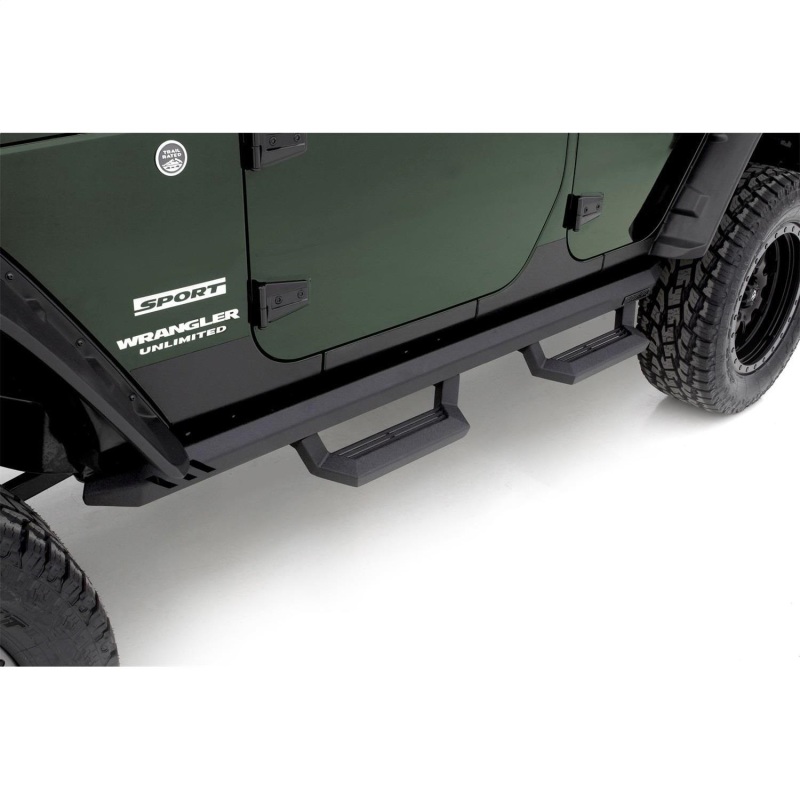 Rampage 1999-2019 Jeep Rock Rail Short Step Universal 4 Piece Set - Black thumbnail 3