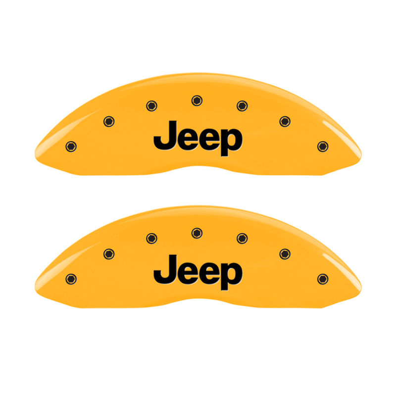 MGP Front set 2 Caliper Covers Engraved Front JEEP Yellow finish black ch thumbnail 5