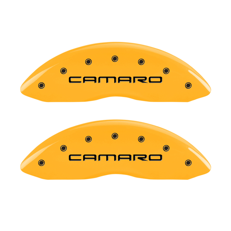 MGP 4 Caliper Covers Engraved Front Camaro Rear Gen 4/Ss Yellow Finish Black Char 1998 Chevy Camaro thumbnail 5