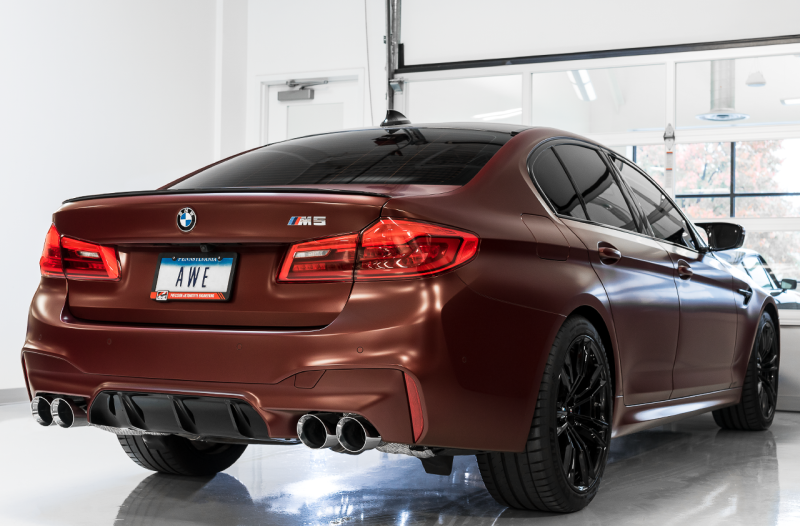AWE Tuning 18-19 BMW F90 M5 SwitchPatch Cat-Back Exhaust- Black Diamond Tips thumbnail 8