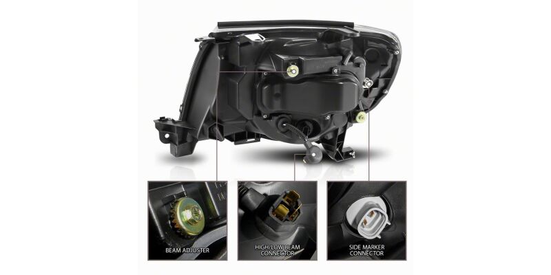 Raxiom 05-11 Toyota Tacoma Axial Series Switchback Projector Headlights- Black Housing- Clear Lens thumbnail 7
