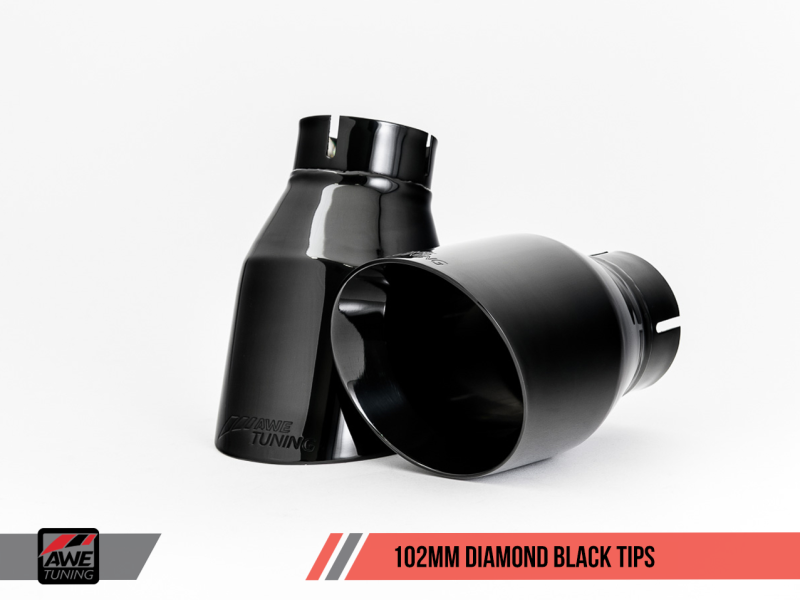 AWE Tuning Audi B9 A4 Touring Edition Exhaust Dual Outlet - Diamond Black Tips (Includes DP) thumbnail 3