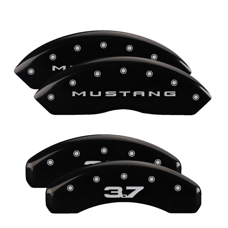 MGP 4 Caliper Covers Engraved Front 2015/Mustang Engraved Rear 2015/37 Black finish silver ch thumbnail 6