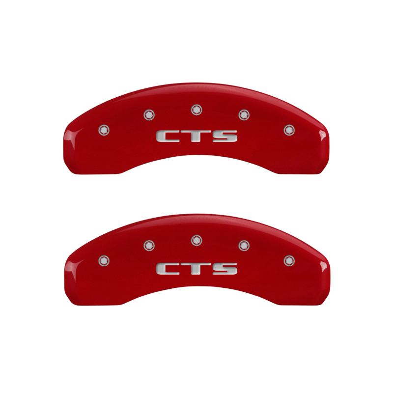 MGP 4 Caliper Covers Engraved Front Cursive/Cadillac Engraved Rear CTS Red finish silver ch thumbnail 6