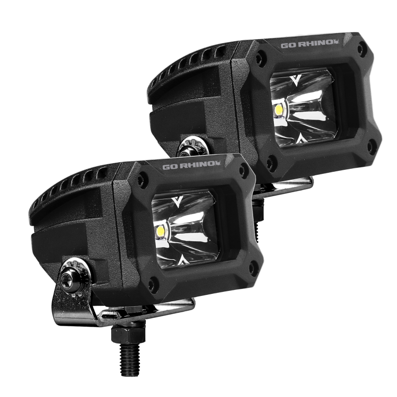 Go Rhino Xplor Bright Series Rectangle LED Spot Light Kit (Surface/Thread Stud Mnt) 3x2 - Blk (Pair) thumbnail 3